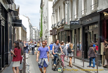 Rue Vieille du Temple, a shopping street in Le Marais
